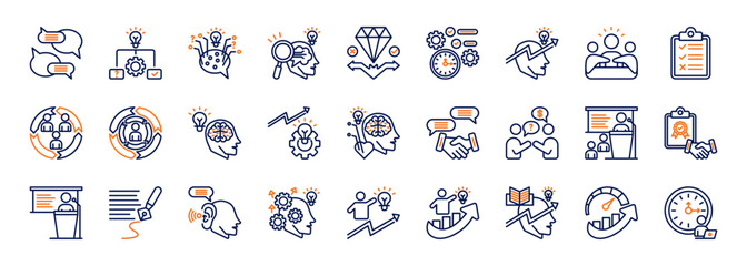 core professional skills icon set collection in duotone style. icon set consist of communication, problem solving, critical thinking, analytical thinking, decision making, time management icon