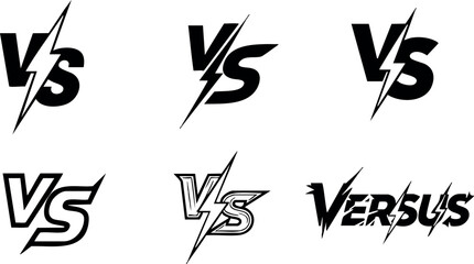 Versus symbol icons set different styles black and white vector illustration 
