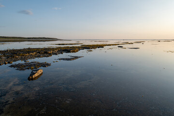 View of the Coast, Low Water at the Sunset in Baie Sainte-Claire, Anticosti Island, Quebec, Canada