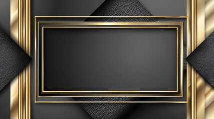 A stylish black and gold frame design, perfect for showcasing artwork or photographs. This elegant template adds sophistication and modernity to any visual presentation.