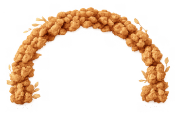 Golden wheat grain wedding arch framing isolated on transparent background, symbolizing harvest, abundance, and organic agriculture