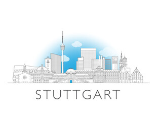Stuttgart Germany cityscape illustration skyline drawing