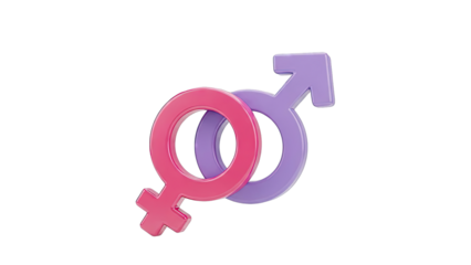 Intertwined Pink Female and Purple Male Symbols