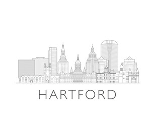 Hartford Connecticut cityscape illustration skyline drawing