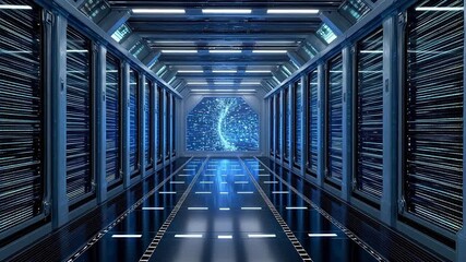 Futuristic server room corridor - Powered by Adobe