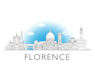 Florence Italy cityscape illustration skyline drawing