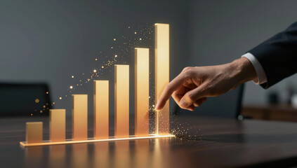 Gold bar chart growth success progress performance generative future ai visualization concept innovation