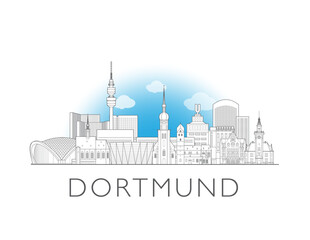 Dortmund, Germany cityscape illustration skyline drawing