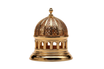 Ornate golden dome shaped incense burner with intricate lattice work image