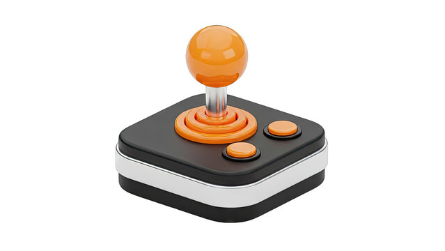 Retro Gaming Joystick with Orange and Black Design - Powered by Adobe