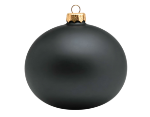 Matte black spherical bauble with gold cap, isolated