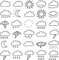 Obraz premium Weather icons and symbols for forecasting and climate illustration