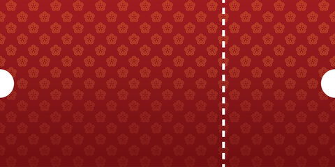 Red Ticket Graphic with Floral Pattern. Mockup and template design.