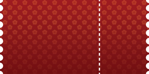 Luxury Red Ticket with Floral Pattern. Mockup and template design.