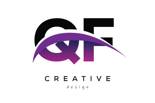 QF Creative And Modern Letter Logo Design with Creative Purple Wave Abstract Latter Logo Concept.