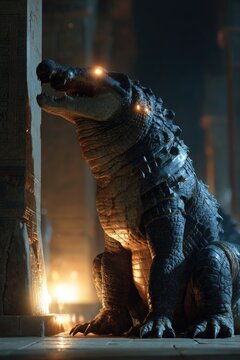 Ancient Egyptian Ammit Hybrid Monster Devouring Souls in the Underworld
