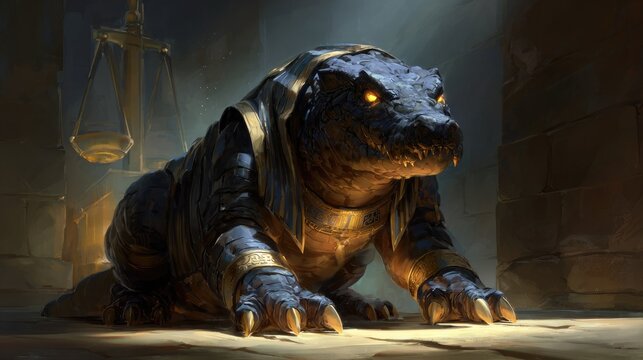 Mythical Ammit Crocodile Lion Hippo Guardian of the Scales of Judgment
