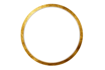 Textured gold ring circle on black background with subtle highlights metallic