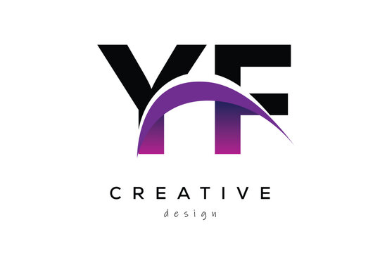 YF Creative And Modern Letter Logo Design with Creative Purple Wave Abstract Latter Logo Concept.