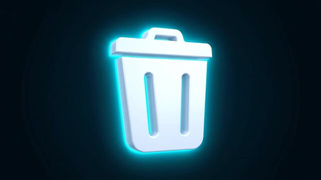 3D animated dustbin icon representing deletion technology or recycle