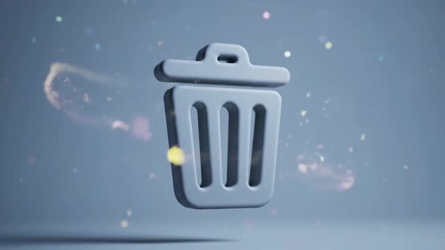 3D dustbin icon animation concept for data deletion