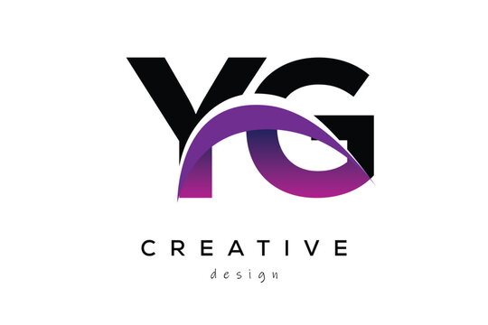 YG Creative And Modern Letter Logo Design with Creative Purple Wave Abstract Latter Logo Concept.