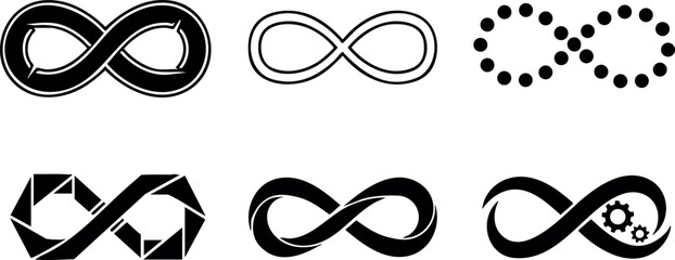 Infinity Symbols Collection Vector Set with Various Styles and Designs 