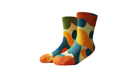 Two pairs of athletic socks laid flat modern sporty style on transparent background