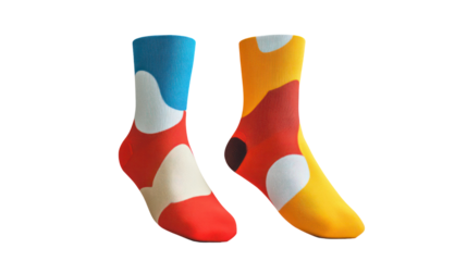 Two pairs of athletic socks laid flat modern sporty style on transparent background