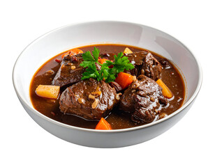 German braised beef cheeks in brown red wine sauce isolated on transparent png