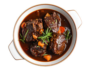 German braised beef cheeks in brown red wine sauce isolated on transparent png