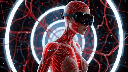 Human anatomy with virtual reality headset - Powered by Adobe
