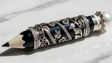 Elegant decorative pencil on white surface