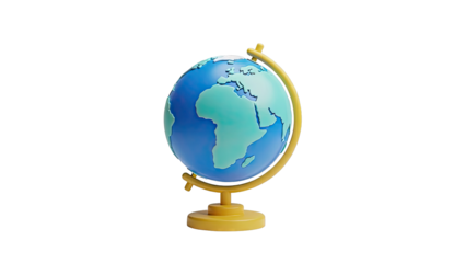 3D Render of a Globe on a Yellow Stand