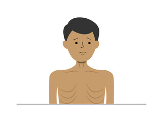A child is malnourished. Social issues illustration. Flat vector illustration.