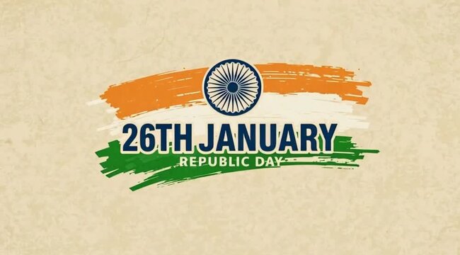 26th January India Republic Day Celebration Background with Tricolor Brush Strokes