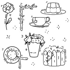 hand drawn vector illustration of a set of food