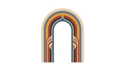 Abstract Retro Archway with Geometric Layers and Warm Color Palette