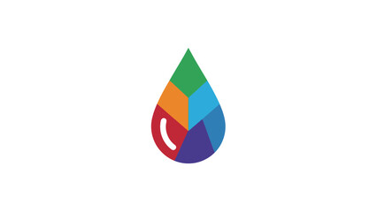 Vibrant Segmented Color Droplet Icon, an Abstract Graphic Design Element Symbolizing Diversity and Creative Solutions