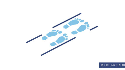 Footprints on a ramp or walkway with parallel lines