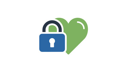 Secure Heart Icon Digital Protection, Health, and Privacy Symbol