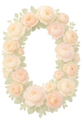 Peach Rose Flower Wreath Isolated on Transparent Background Soft Floral Rose Frame Cut Out PNG