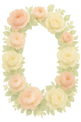 Cream Rose Flower Wreath Isolated on Transparent Background Elegant Floral Rose Frame Cut Out PNG 