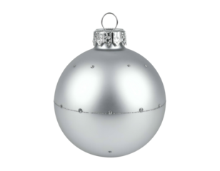 Round, reflective ornament with subtle sparkle, suspended