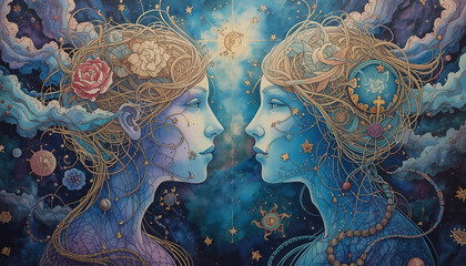 Mystical cosmic twins in celestial harmony together