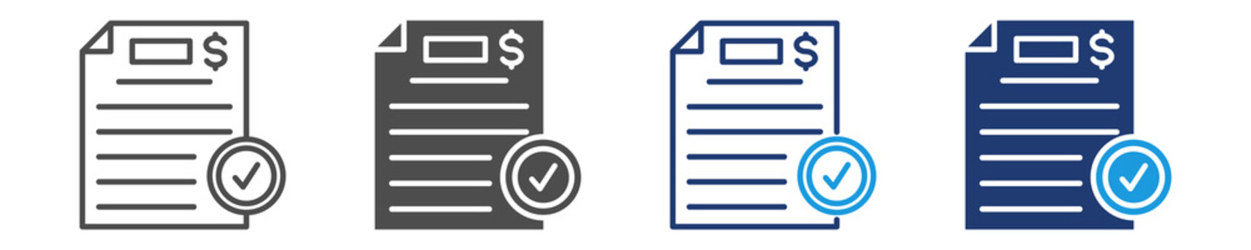 invoice icon set multiple style