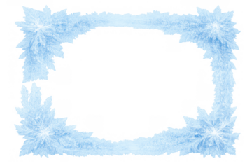 Ice and frost frame forming a frozen window border, creating a cold winter decoration with crystal patterns on transparent background