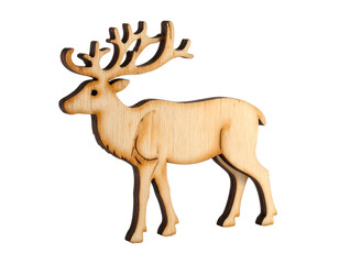 Obraz premium Wooden reindeer cutout with detailed antlers on black