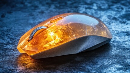 Transparent glowing computer mouse