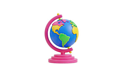 Colorful Cartoon Globe on a Pink Stand